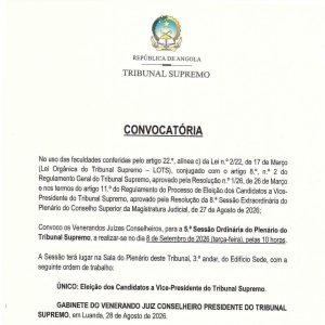 PLENÁRIO DO TRIBUNAL SUPREMO CONVOCADO PARA A ELEIÇÃO DOS CANDIDATOS A VICE-PRESIDENTE